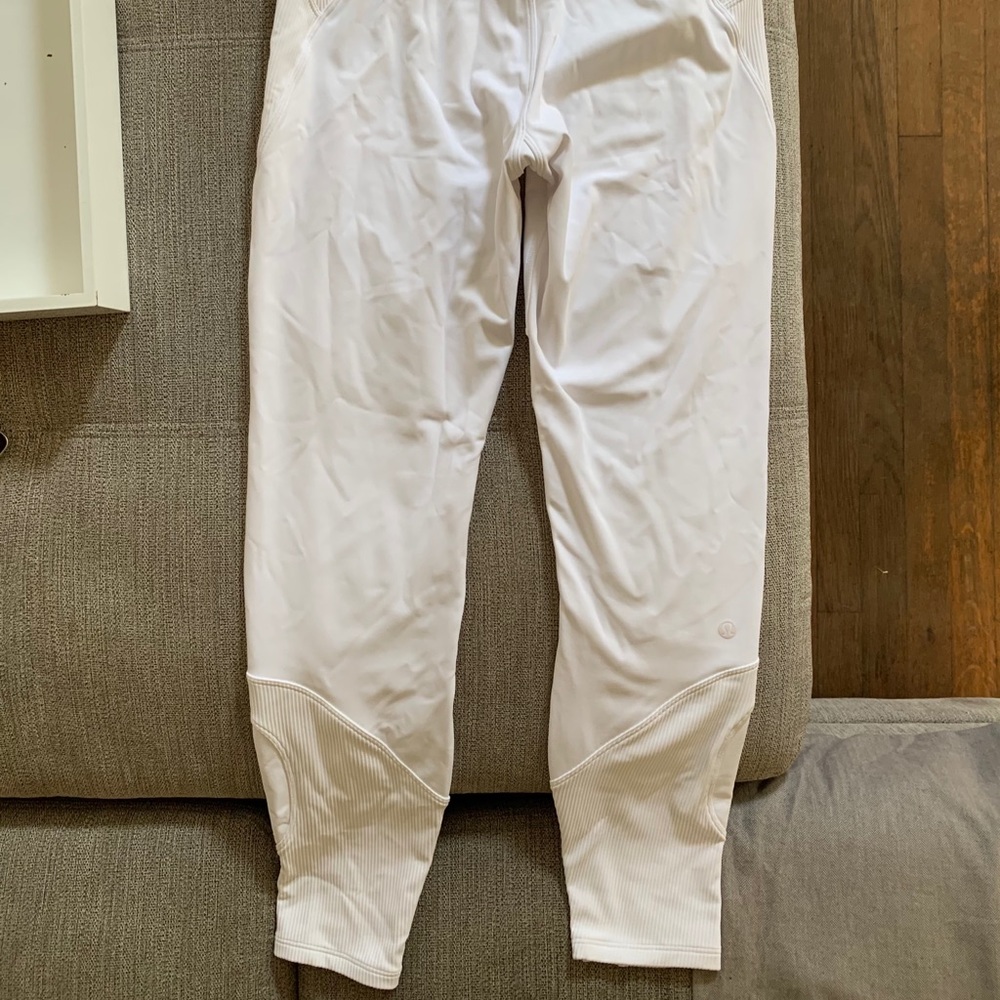White Lululemon workout pants